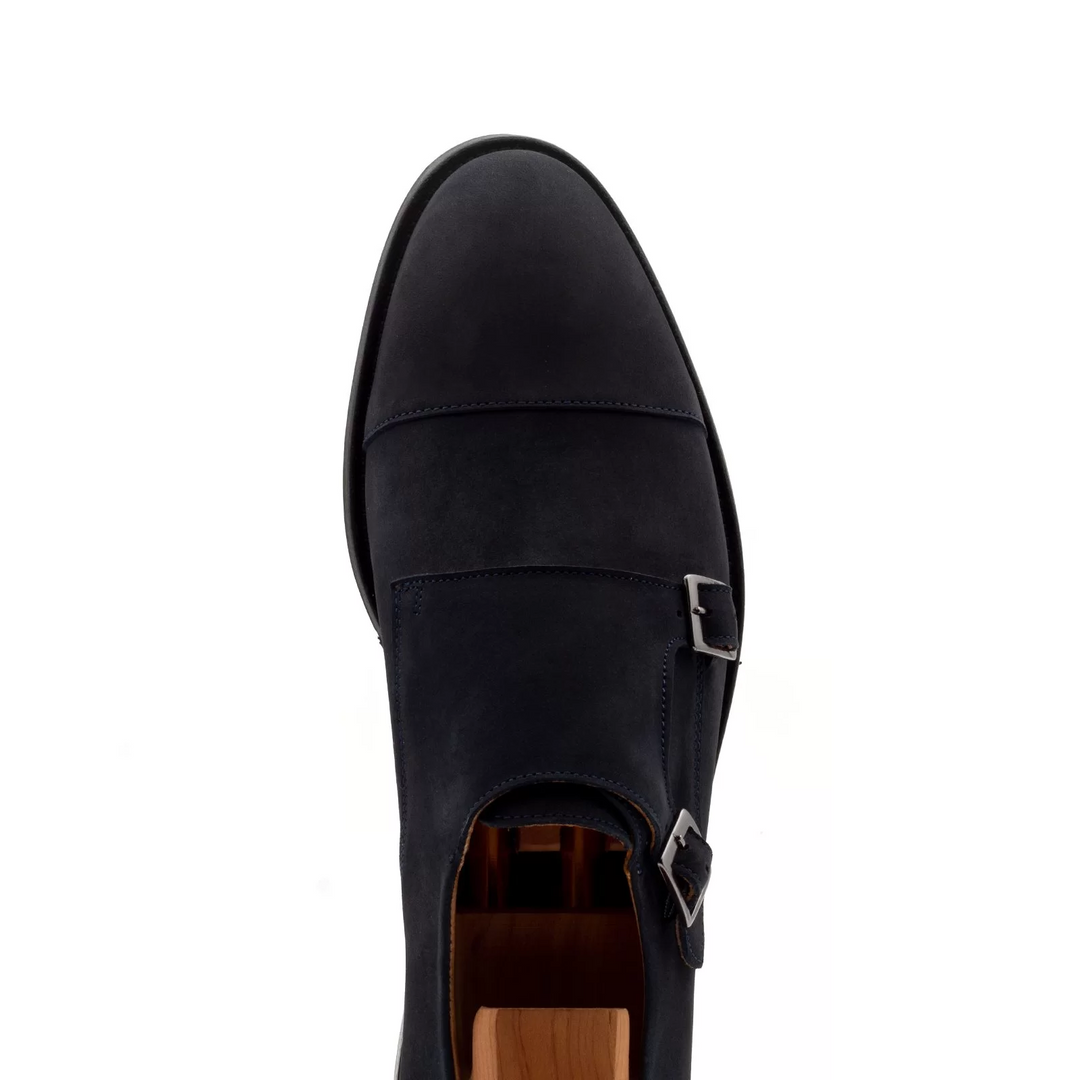 SAPATO DUPLA FIVELA NOBUCK AZUL ZOLF