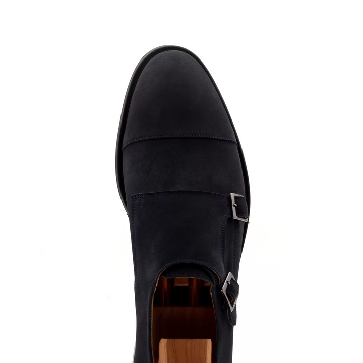 SAPATO DUPLA FIVELA NOBUCK AZUL ZOLF
