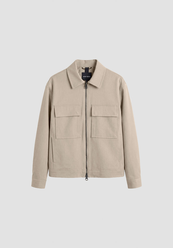 Casaco curto bege relaxed fit com placa metálica Antony Morato
