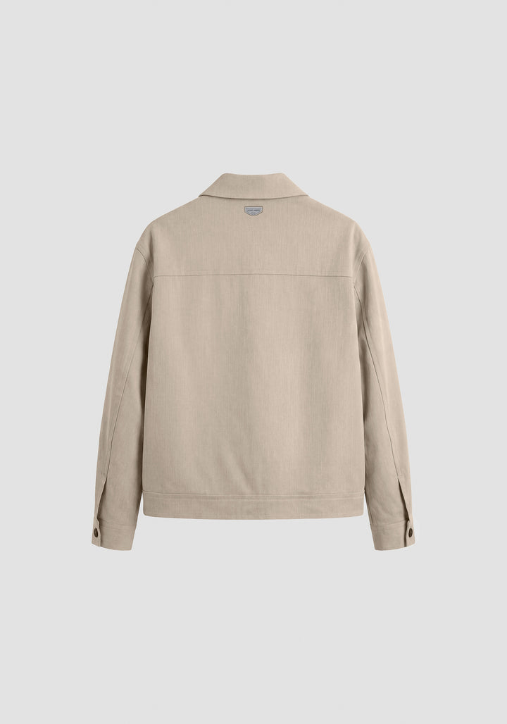 Casaco curto bege relaxed fit com placa metálica Antony Morato