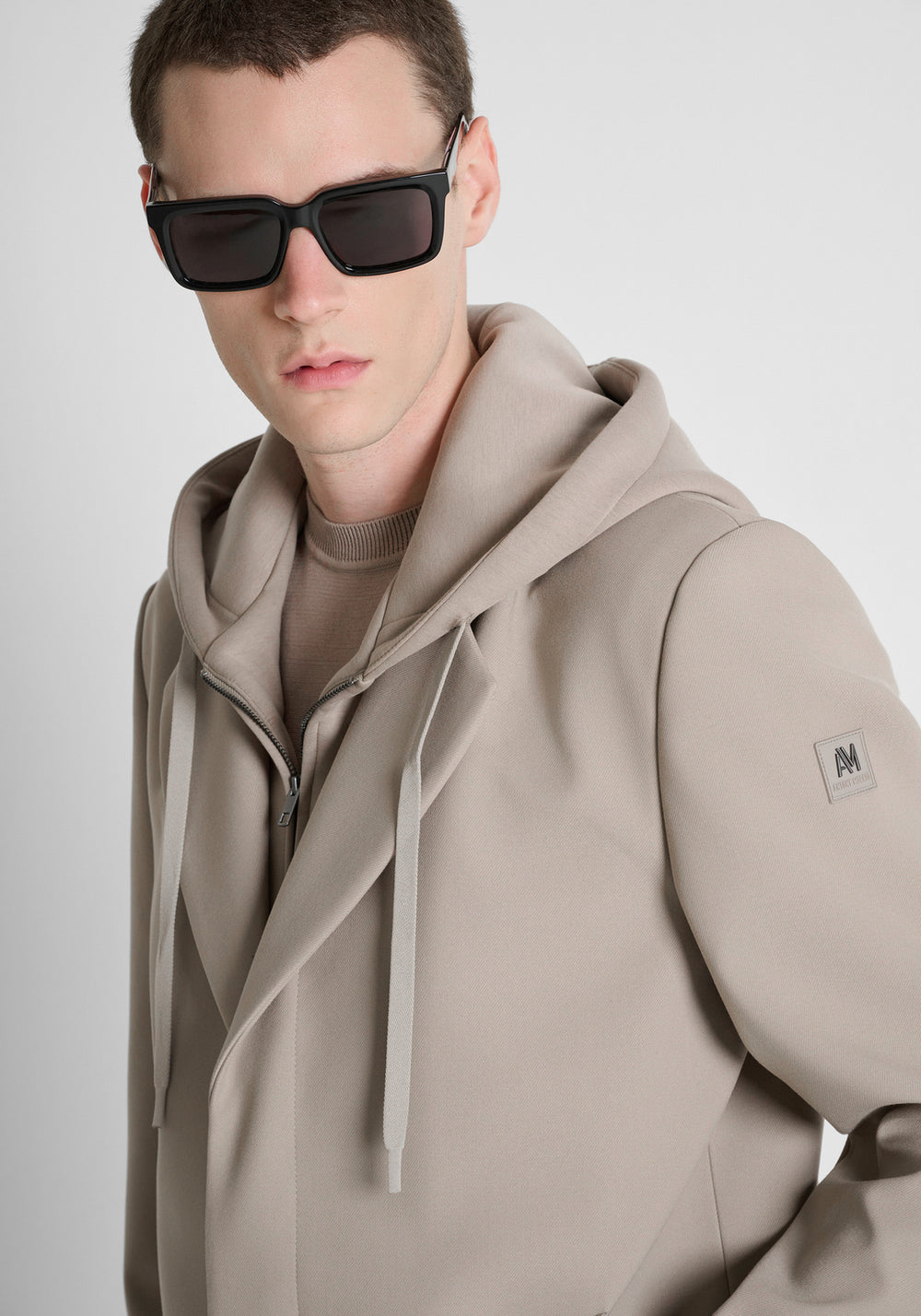 Casaco bege regular fit com interior amovível e capuz Antony Morato