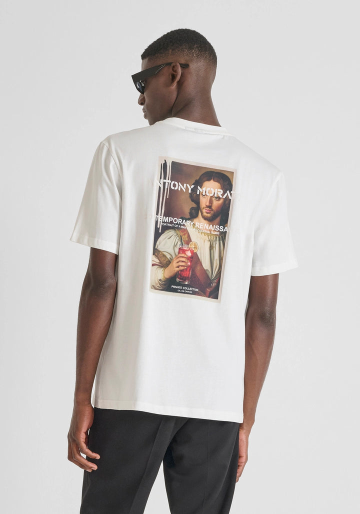 T-SHIRT BRANCA COM ESTAMPADO ARTISTICO ANTONY MORATO