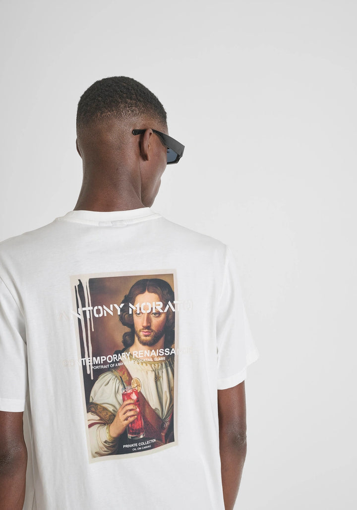 T-SHIRT BRANCA COM ESTAMPADO ARTISTICO ANTONY MORATO