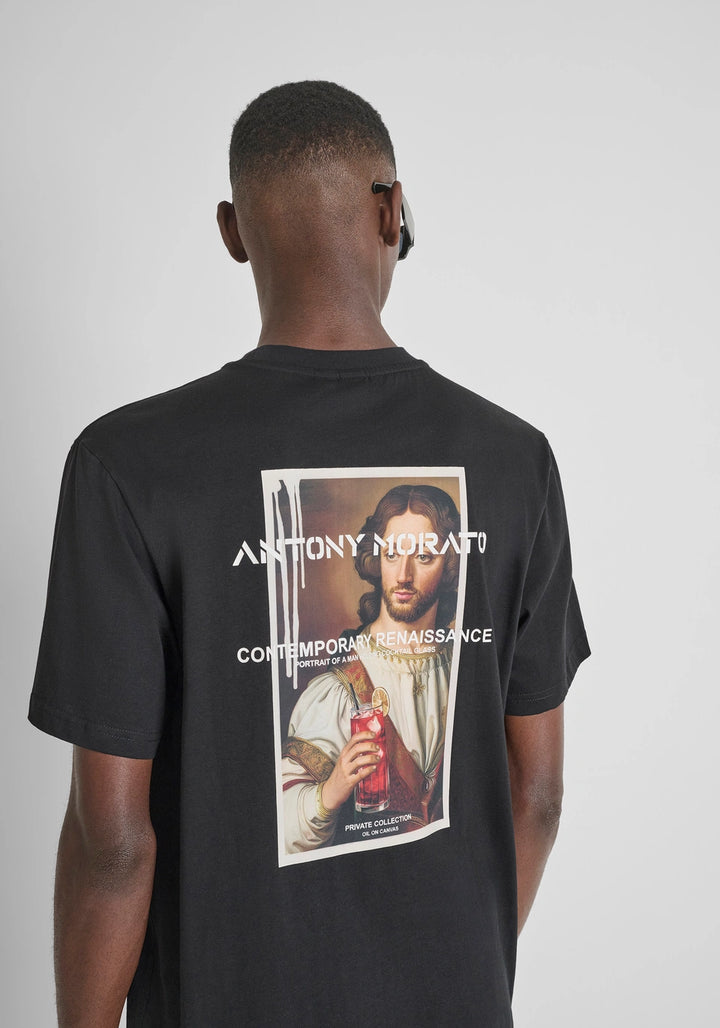 T-SHIRT PRETA COM ESTAMPADO ARTISTICO ANTONY MORATO