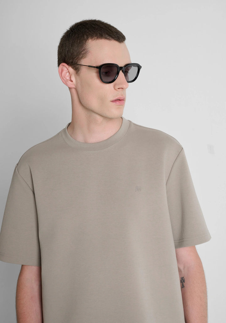 T-SHIRT BEGE RELAXED FIT COM LOGÓTIPO BORDADO ANTONY MORATO
