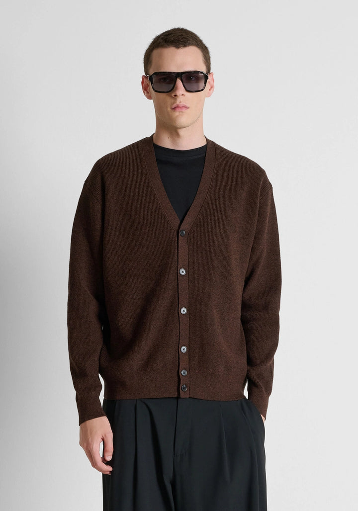 CARDIGAN CASTANHO EM MALHA COM BOTÕES ANTONY MORATO