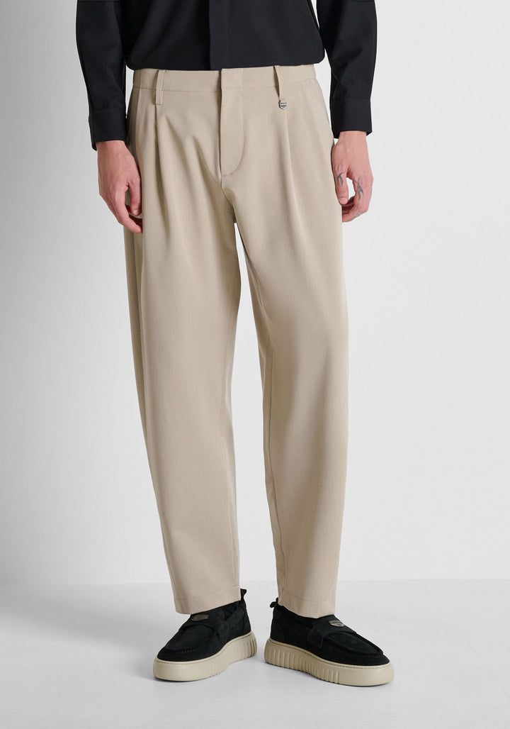 Calça bege baggy fit com pinças Antony Morato - lado