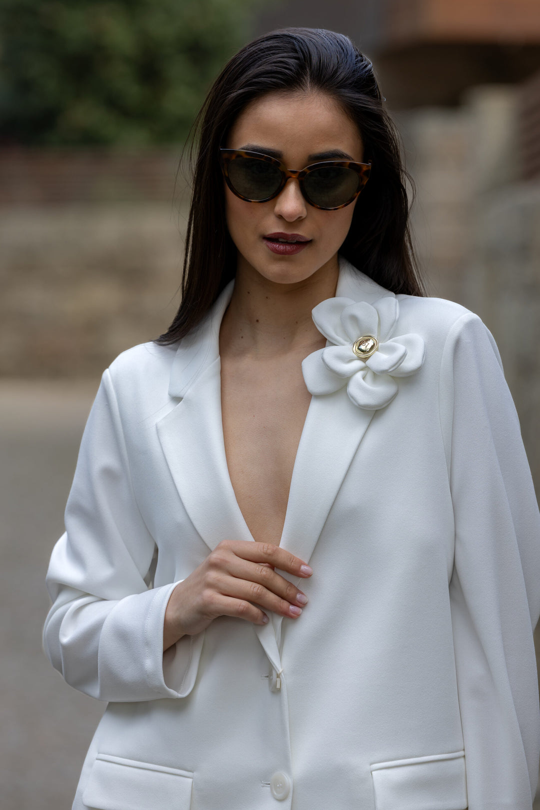 BLAZER BRANCO APLICAÇÃO FLOR RINASCIMENTO