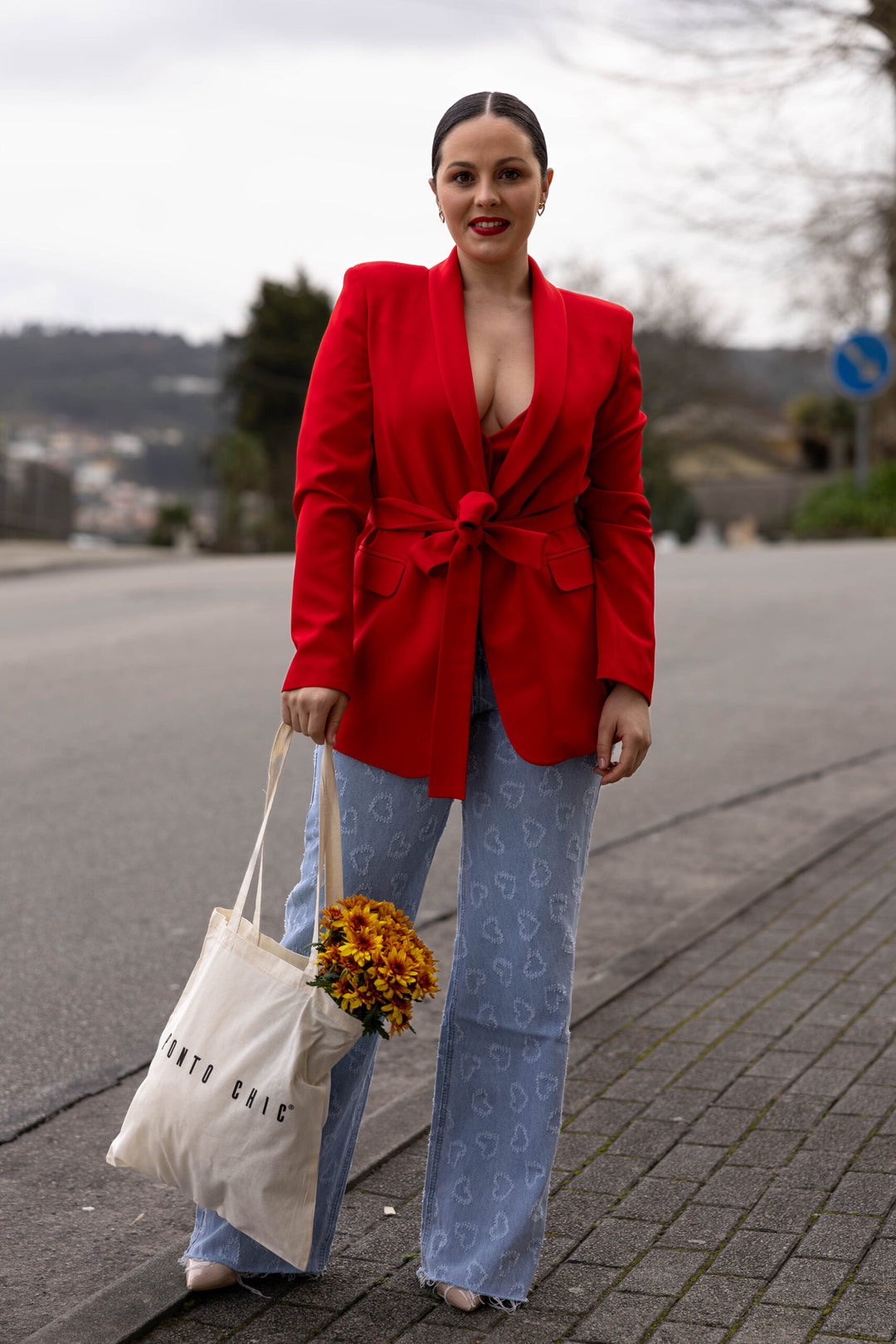 BLAZER VERMELHO COM FAIXA NA CINTURA FRACOMINA