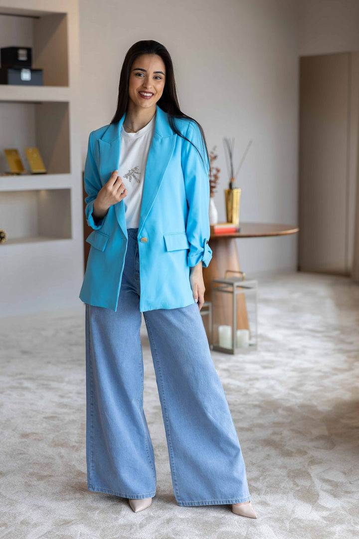 BLAZER AZUL BOTÃO DOURADO PONTO CHIC