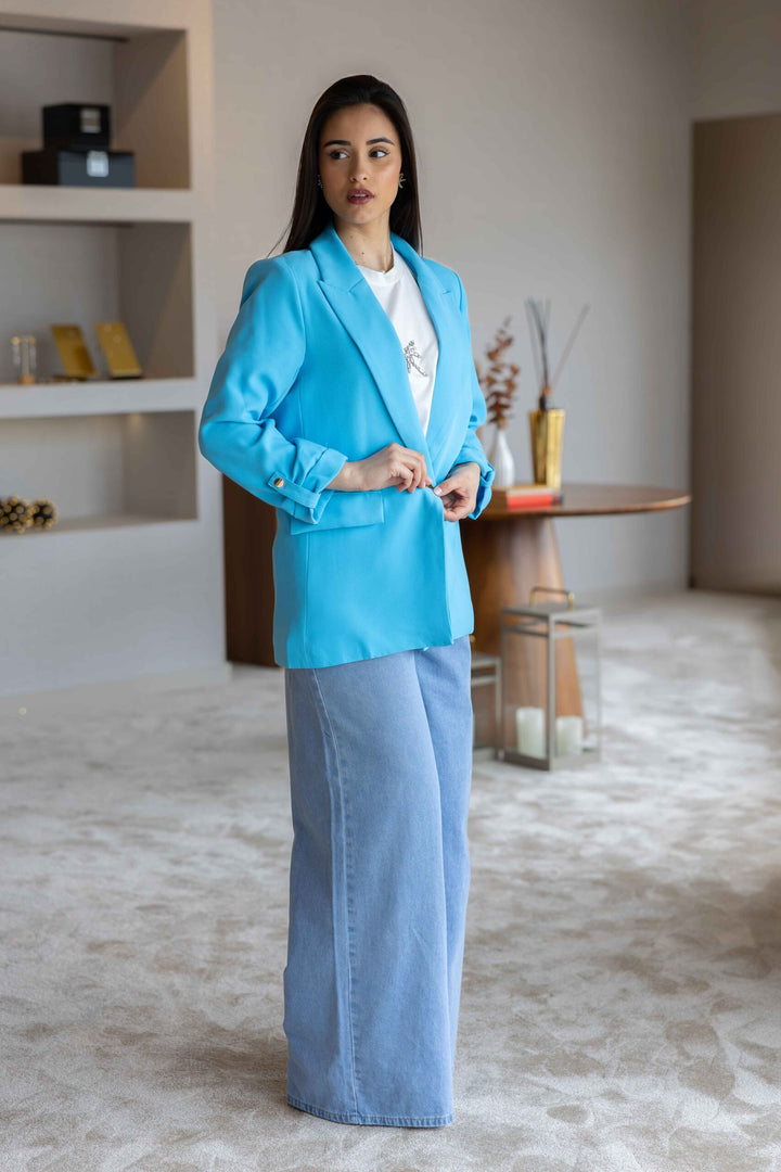 BLAZER AZUL BOTÃO DOURADO PONTO CHIC