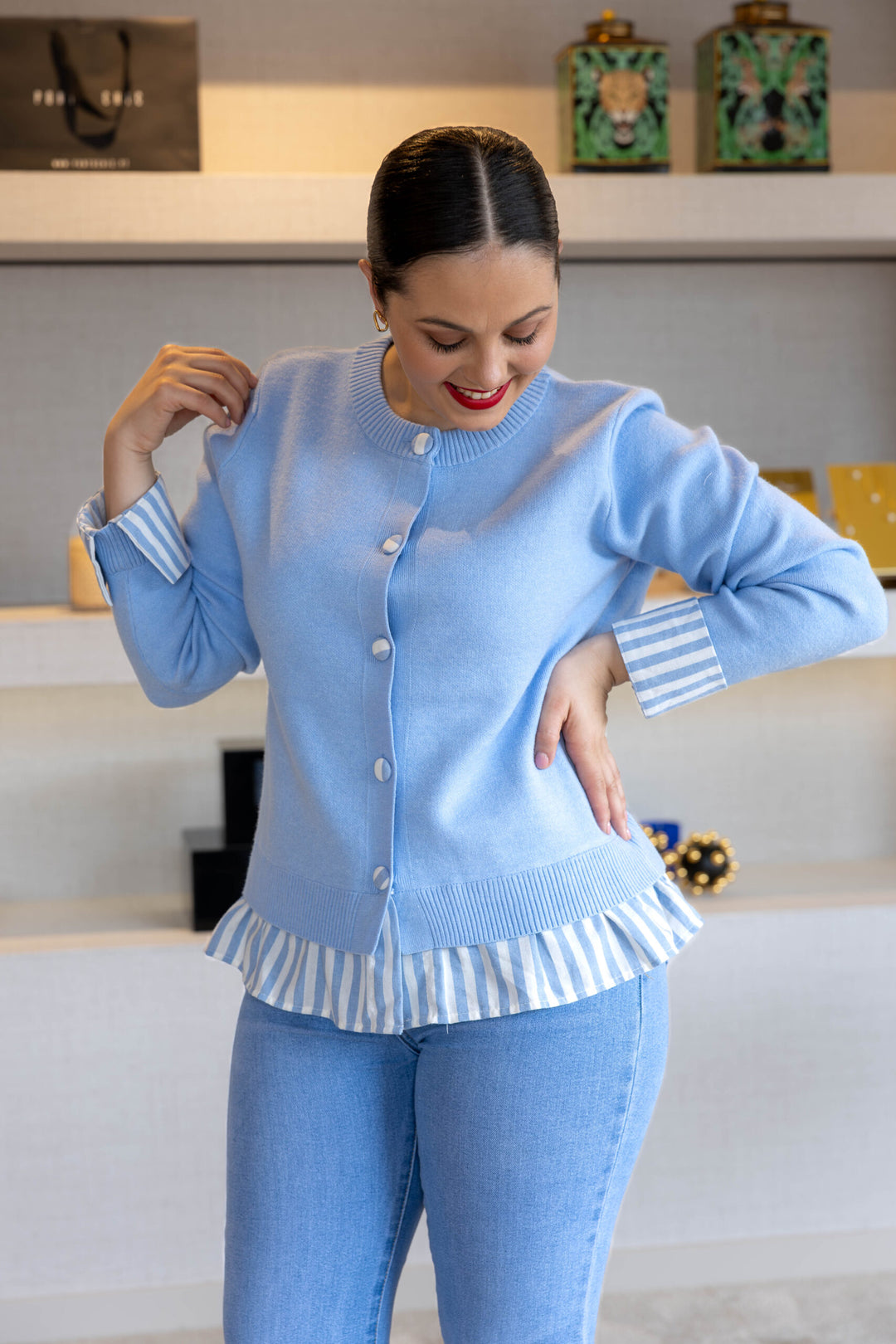 CASACO AUL COM PORMENOR RISCAS PONTO CHIC