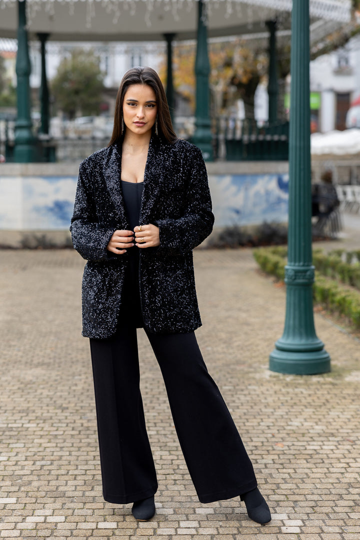 BLAZER PRETO COM BRILHO PONTO CHIC