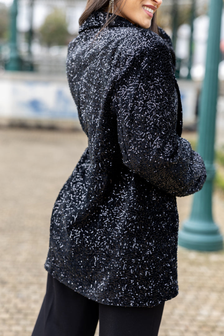 BLAZER PRETO COM BRILHO PONTO CHIC