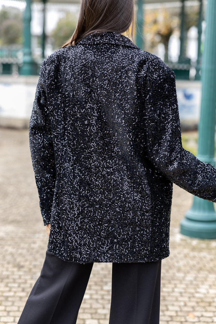 BLAZER PRETO COM BRILHO PONTO CHIC