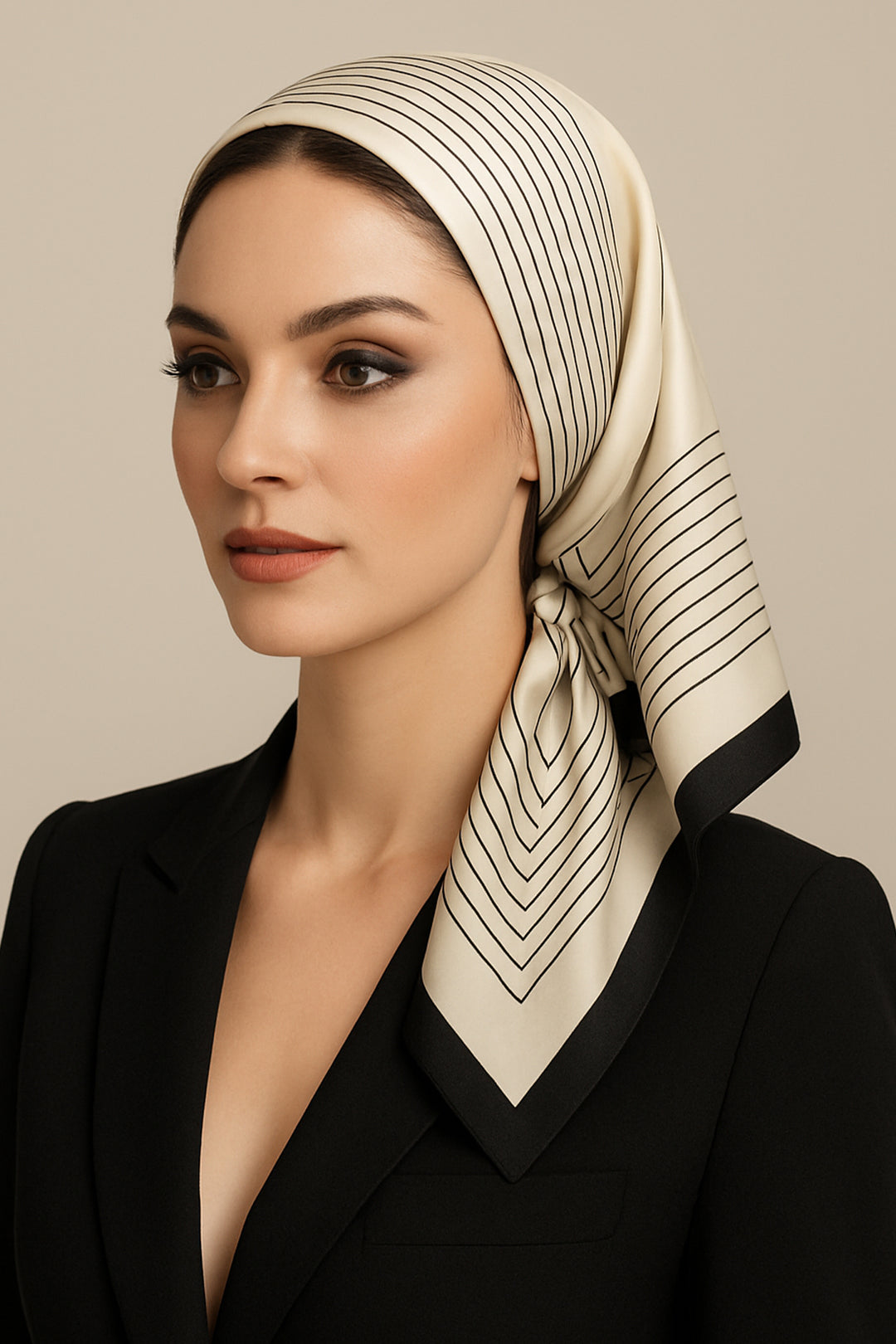 LENÇO CREME COM RISCAS SAHOCO