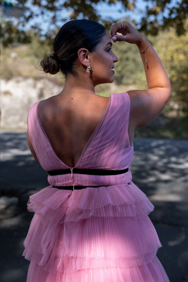 VESTIDO COMPRIDO ROSA EM TULE NO SECRETS