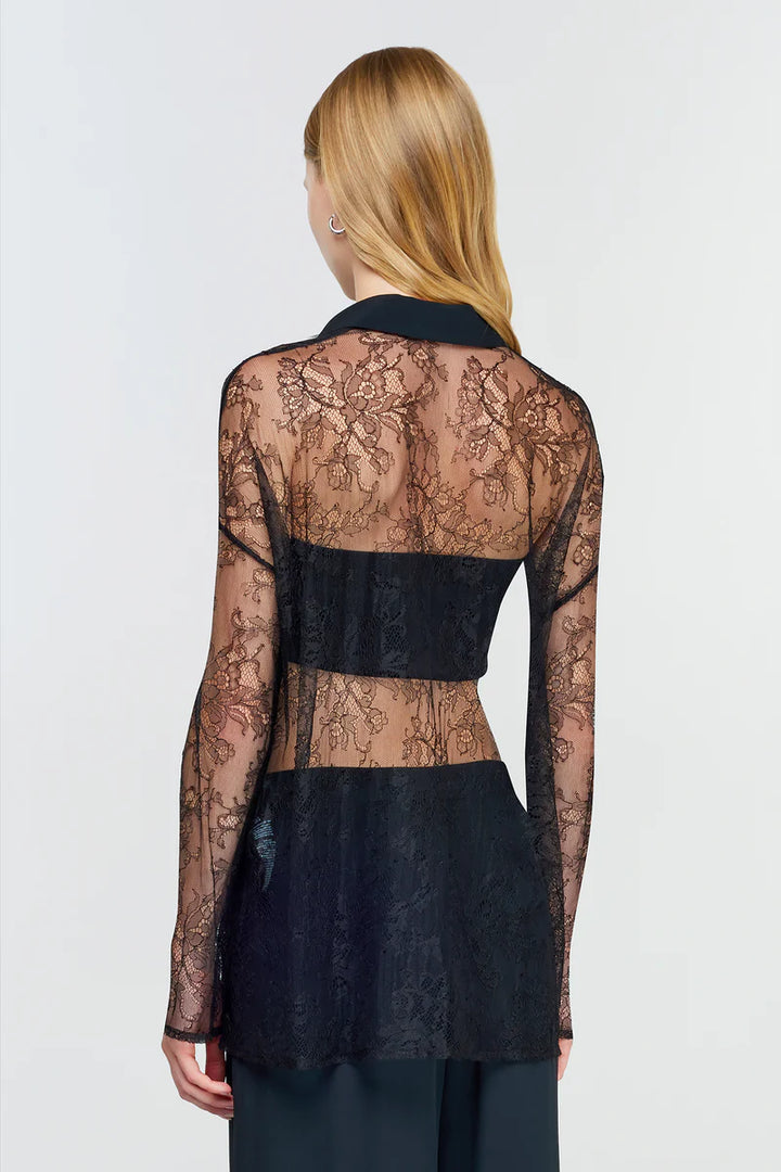 BLUSA PRETA RENDADA SEMICOUTURE