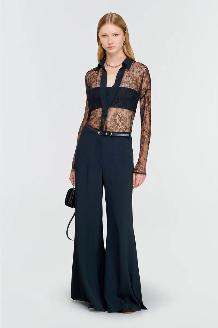 BLUSA PRETA RENDADA SEMICOUTURE
