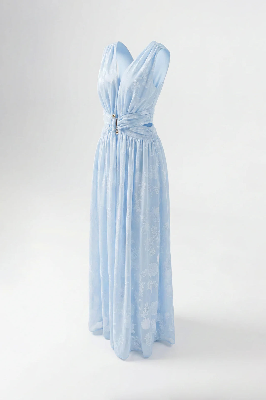 VESTIDO COM DECOTE EM V E RECORTES LATERAIS SAHOCO