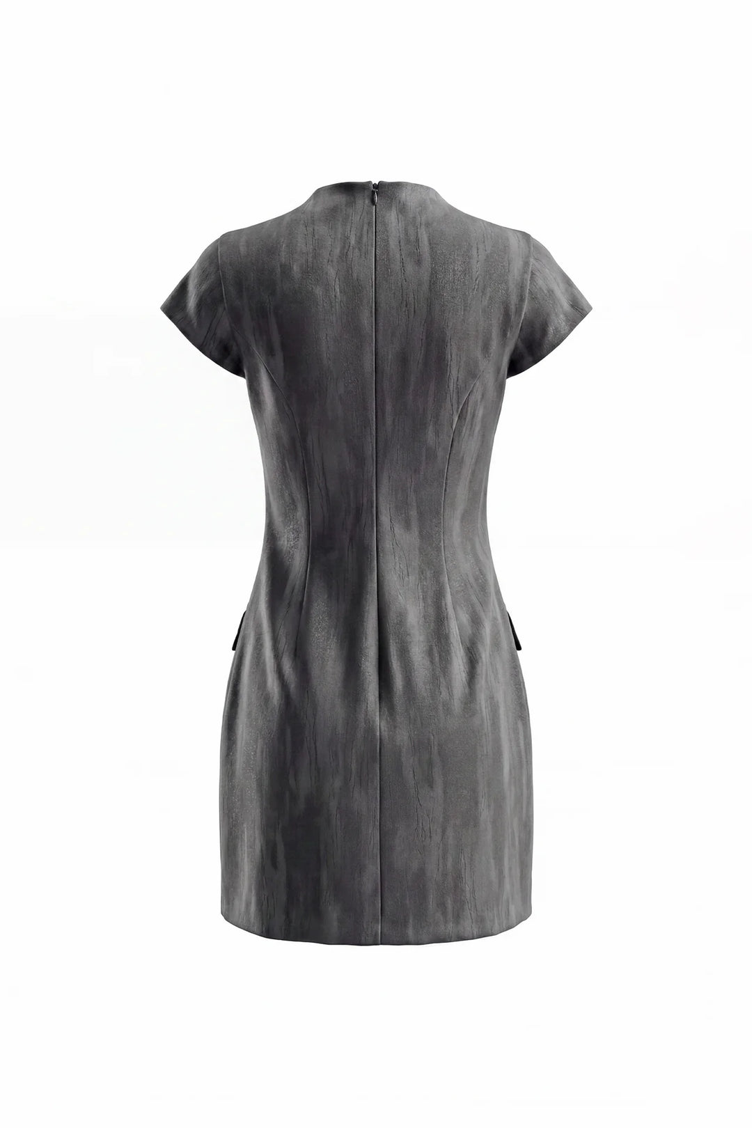 VESTIDO CURTO CINZA ESTRUTURADO COM MANGAS LARGAS SAHOCO