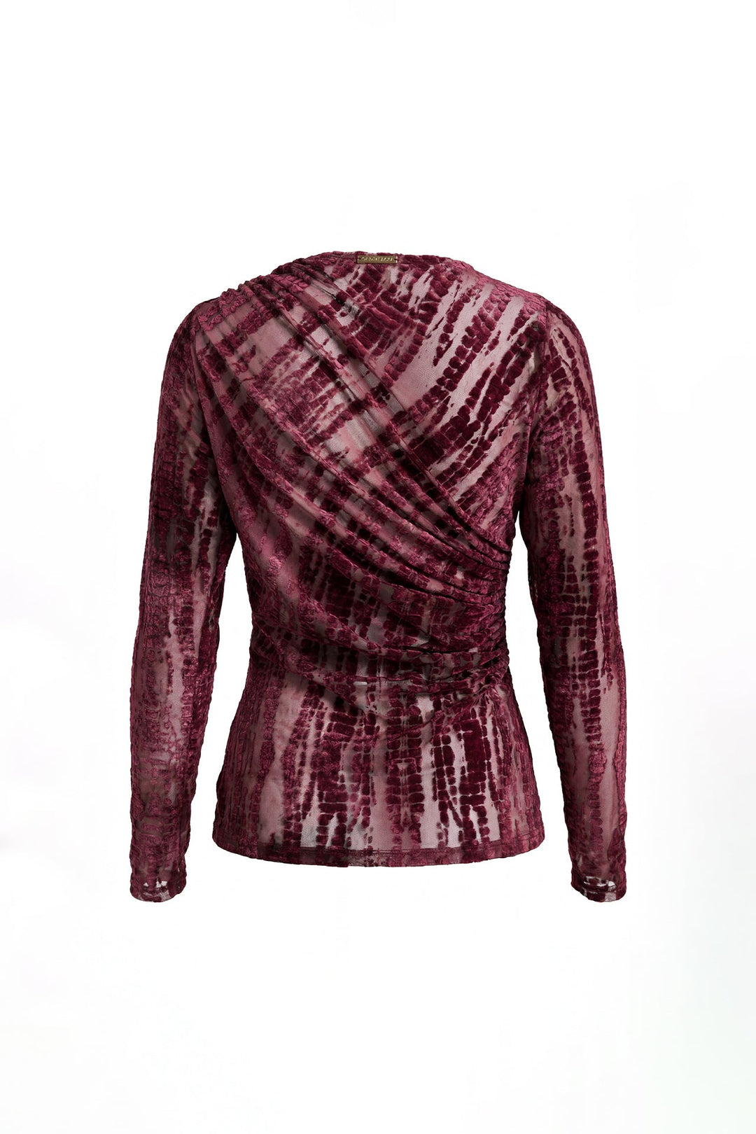 CAMISOLA MAGENTA EM TULE COM VELUDO TEXTURADO E DRAPEADO SAHOCO