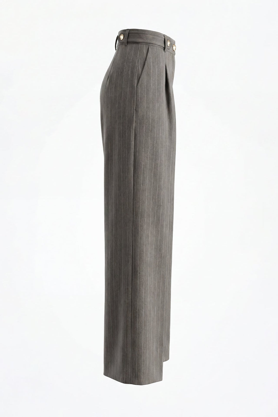 CALÇA CASTANHA ÀS RISCAS DE PERNA LARGA COM PREGAS SAHOCO