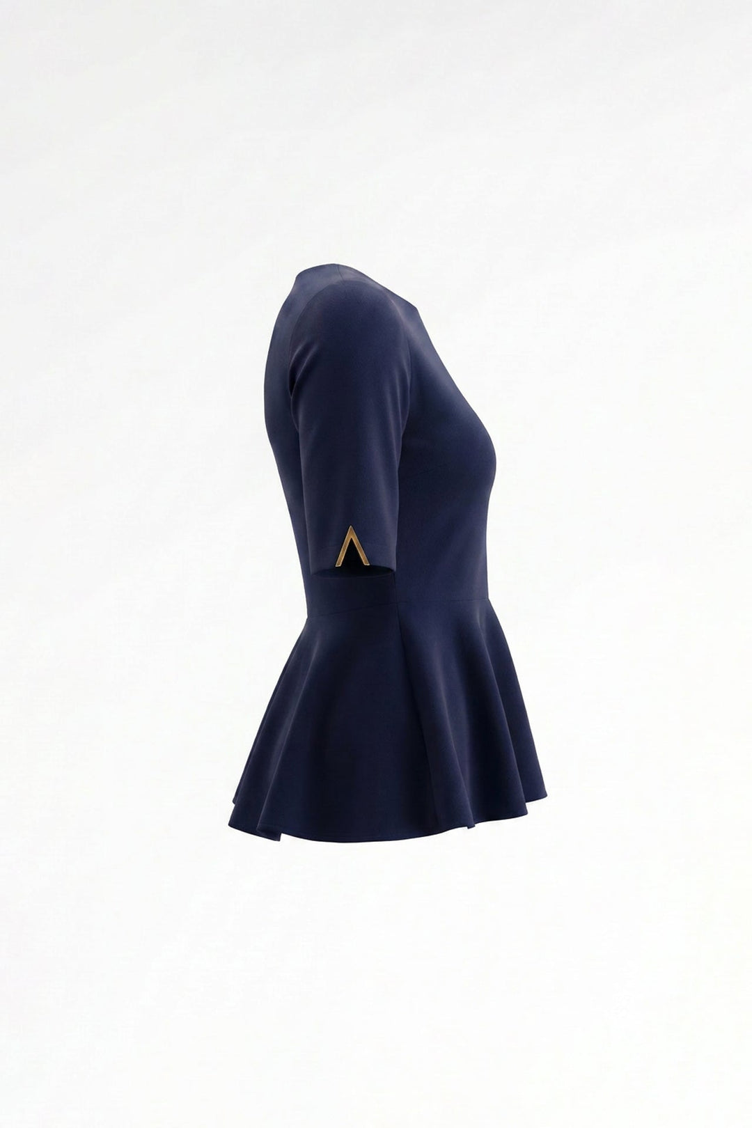 TOP AZUL COM FOLHO NA CINTURA E DETALHES METÁLICOS SAHOCO