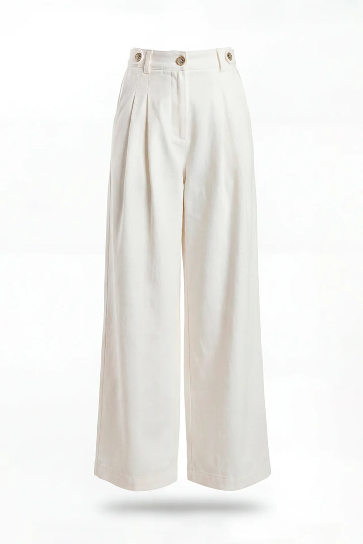 CALÇA LARGA EM LINHO BRANCO SAHOCO