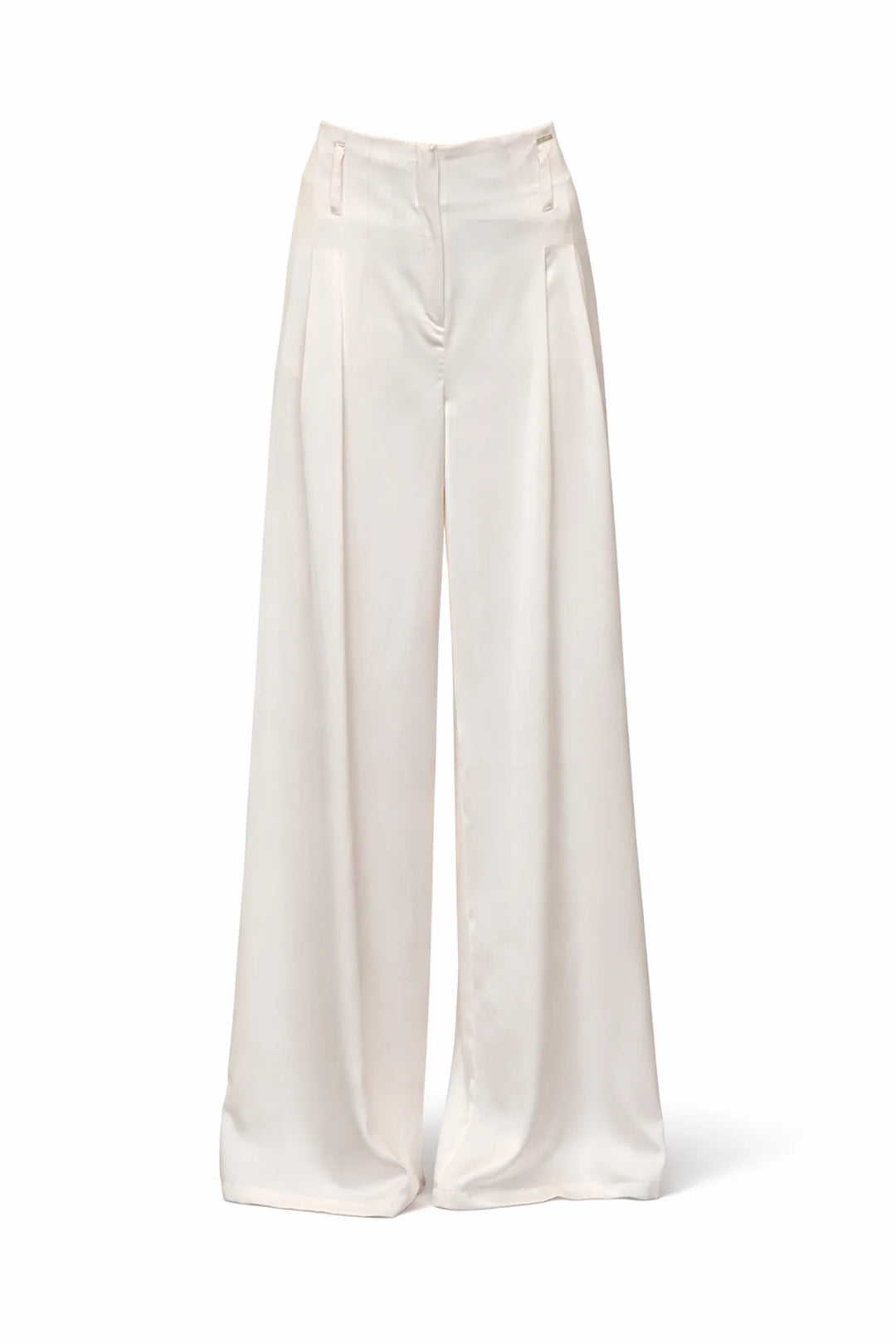 CALÇA BEGE COM PREGAS ACETINADA SAHOCO