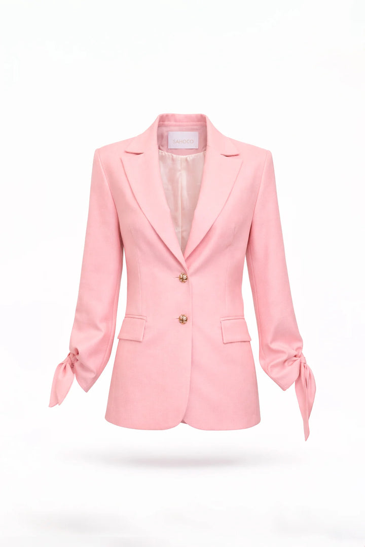 BLAZER ROSA ESTRUTURADO COM LAÇO NAS MANGAS SAHOCO