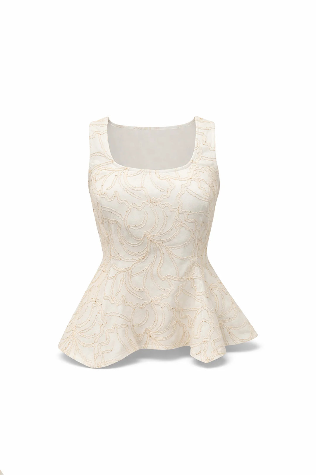 TOP BORDADO COM TEXTURA E DECOTE REDONDO CRU SAHOCO