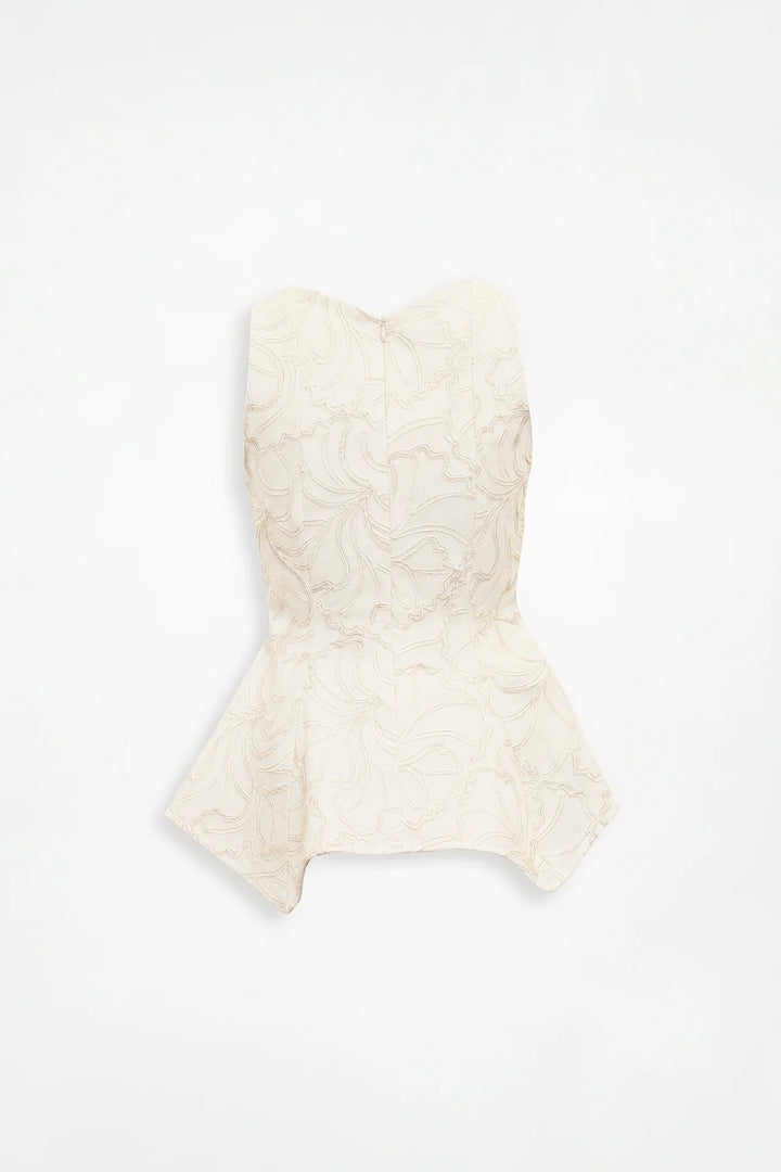 TOP BORDADO COM TEXTURA E DECOTE REDONDO CRU SAHOCO