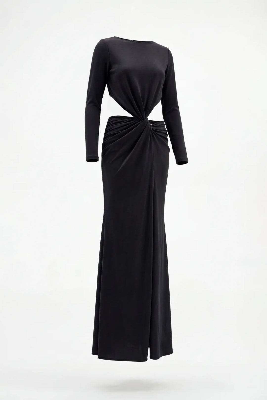 VESTIDO PRETO COM DRAPEADO COM NÓ FRONTAL SAHOCO