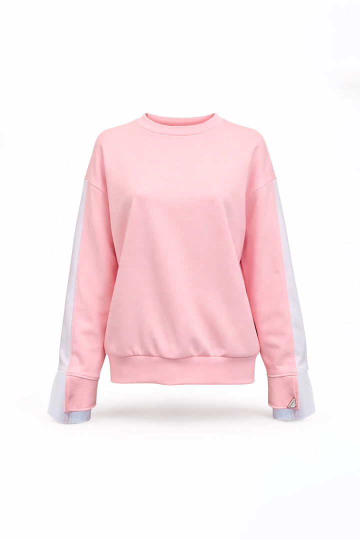 CAMISOLA ROSA COM ENCAIXE NA MANGA SAHOCO