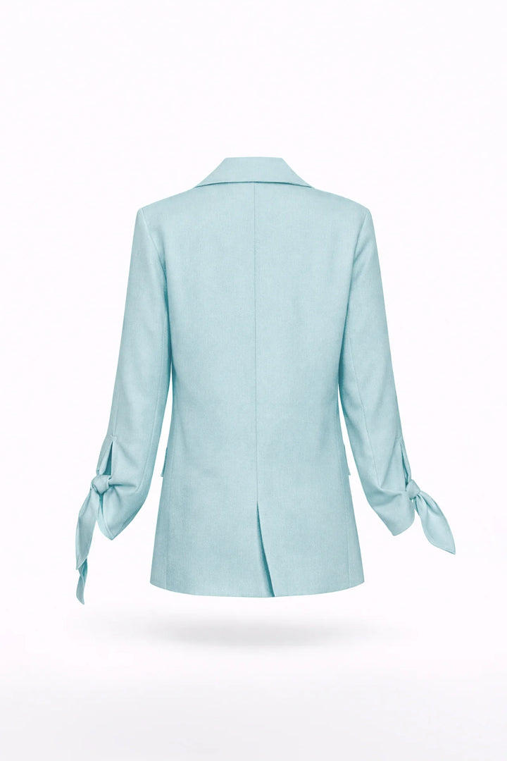 BLAZER AZUL ESTRUTURADO COM LAÇO NAS MANGAS SAHOCO