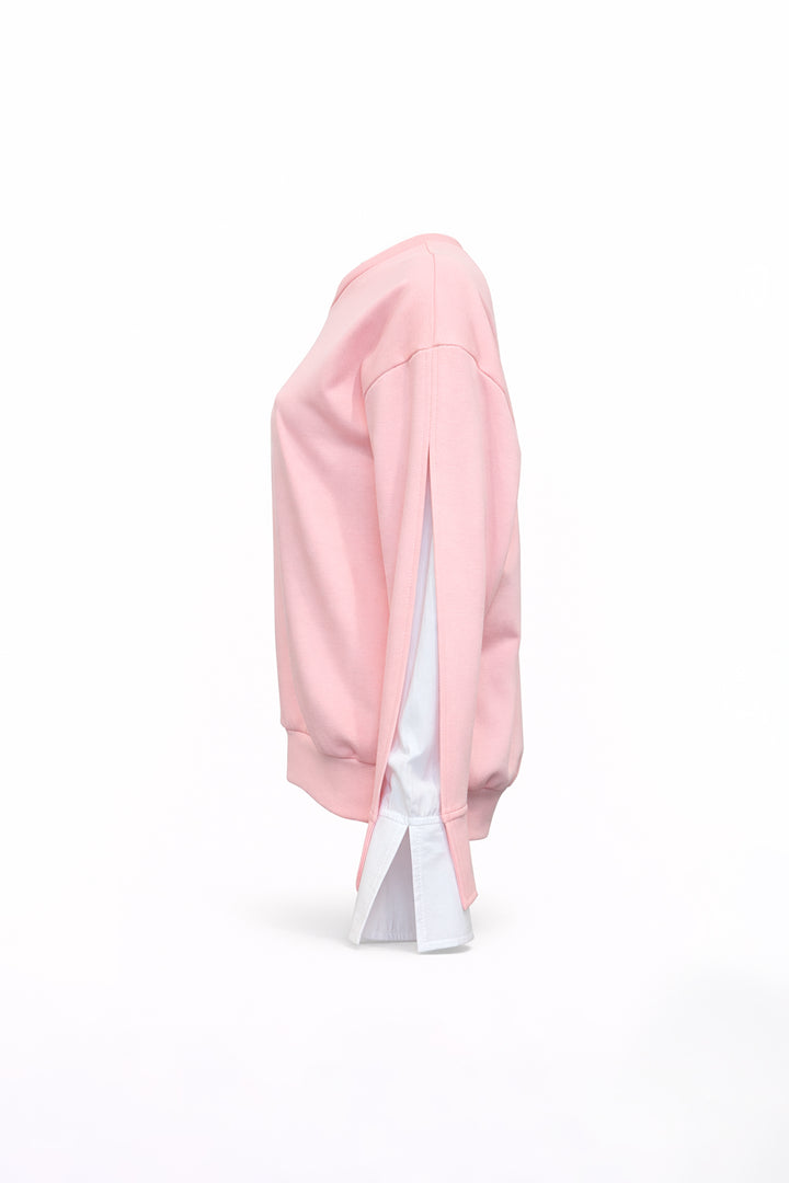 CAMISOLA ROSA COM ENCAIXE NA MANGA SAHOCO