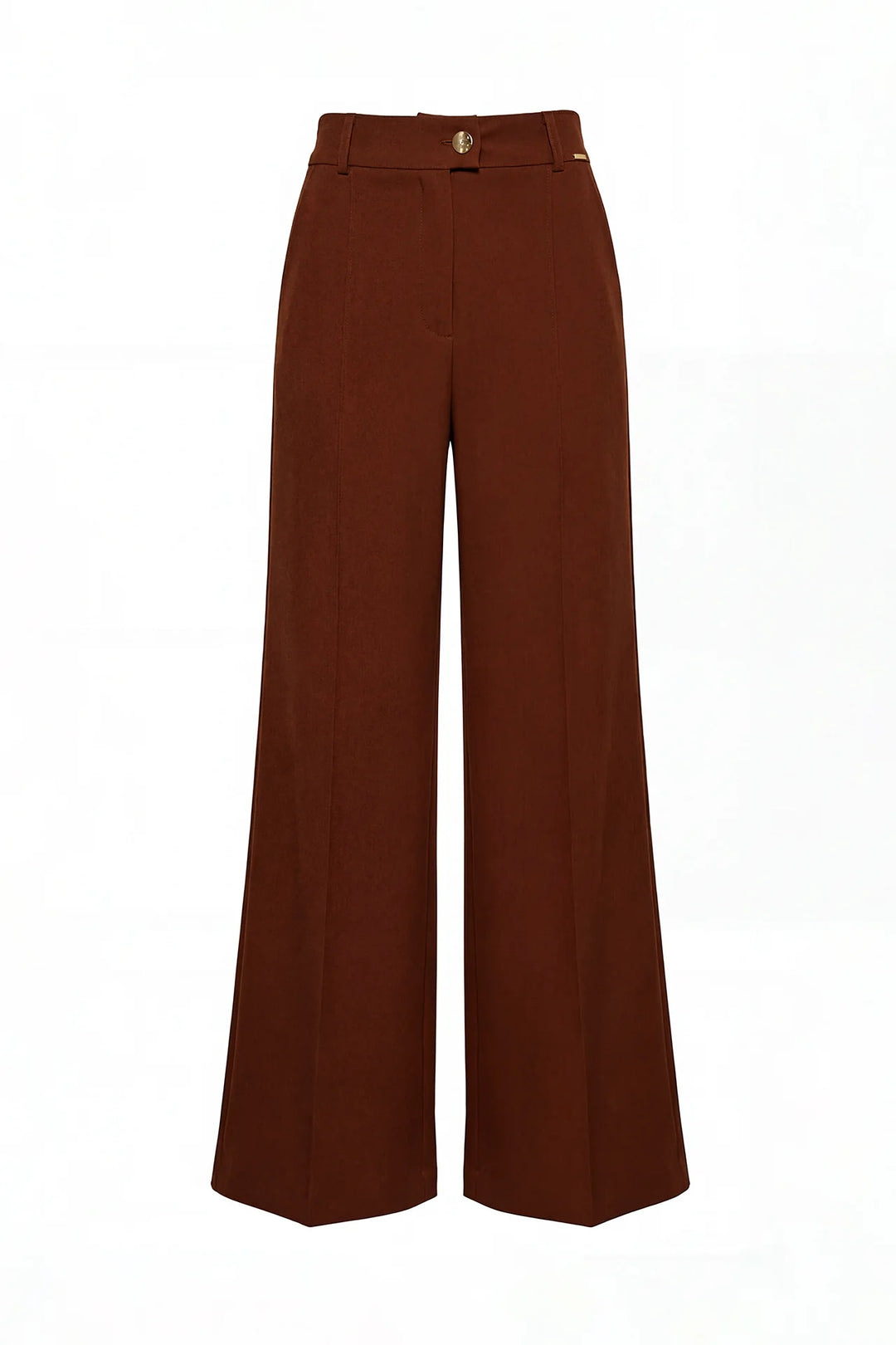 CALÇA CASTANHA WIDE LEG COM NERVURA FRONTAL SAHOCO