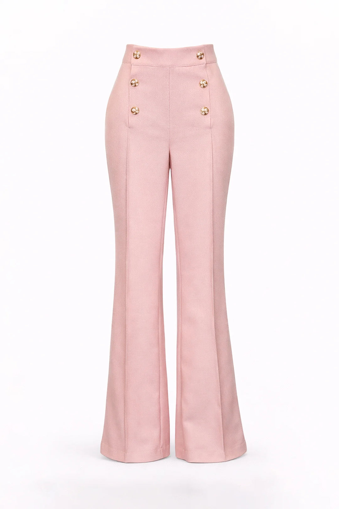 CALÇA ROSA ESTRUTURADA COM BOTÕES DOURADOS SAHOCO