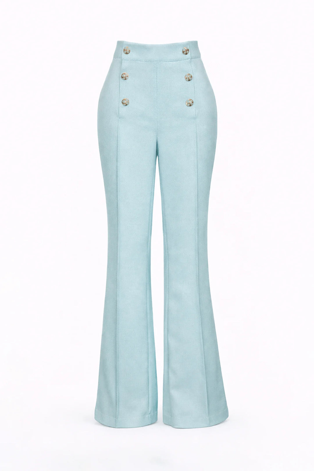 CALÇA AZUL ESTRUTURADA COM BOTÕES DOURADOS SAHOCO