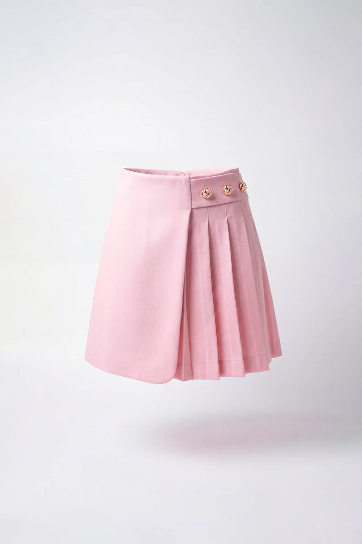 SAIA ROSA COM PREGAS E BOTÕES DOURADOS SAHOCO