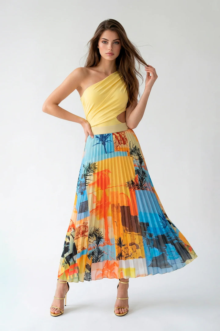 BODY AMARELO DRAPEADO COM ABERTURA LATERAL SAHOCO