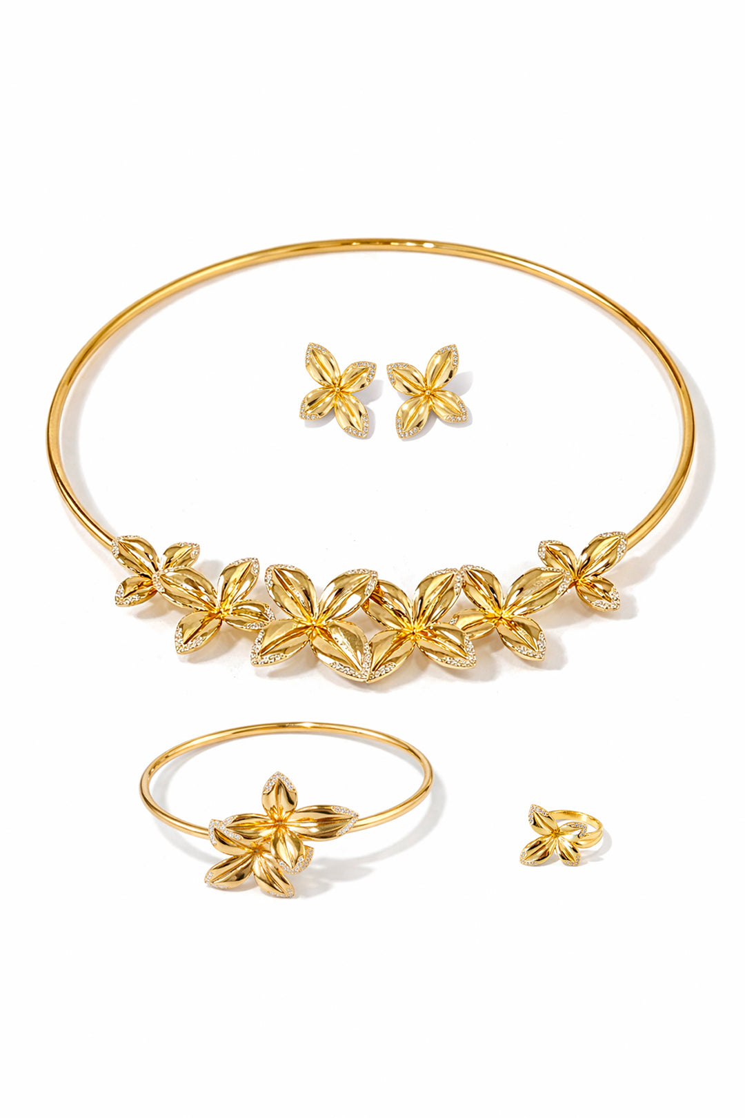 CONJUNTO DE ACESSÓRIOS FLORAL DOURADO SAHOCO