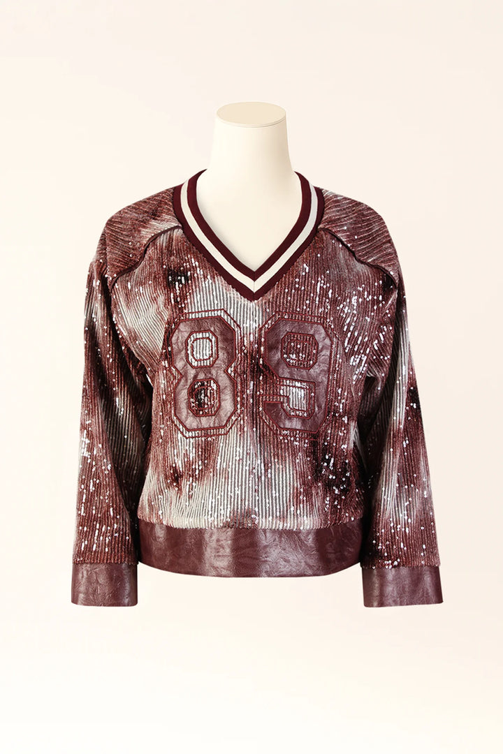 CAMISOLA DE LANTEJOULAS BORDEAUX SAHOCO
