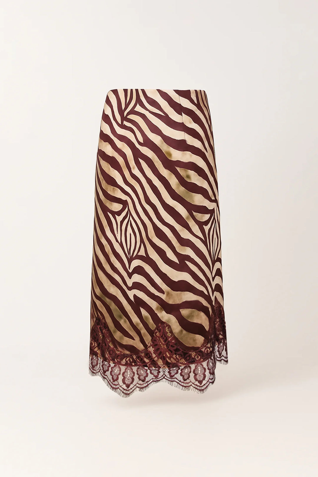 SAIA ESTAMPADA ZEBRA BORDÔ COM RENDA SAHOCO