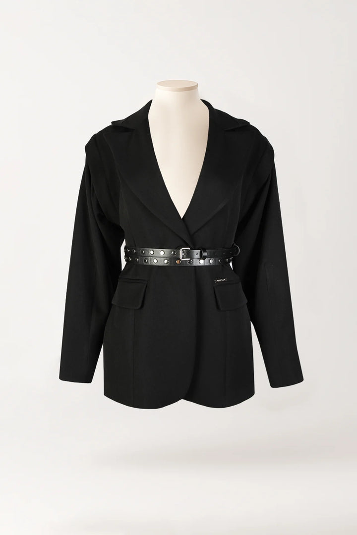 BLAZER PRETO ESTRUTURADO COM CINTO SAHOCO