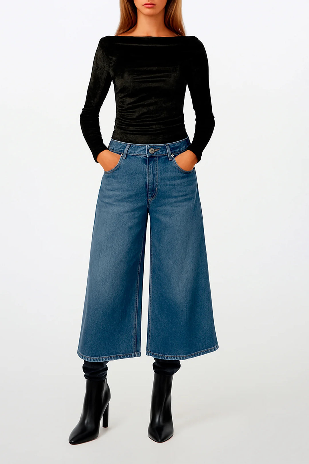 JEANS CULOTTE AZUL CINTURA SUBIDA SAHOCO