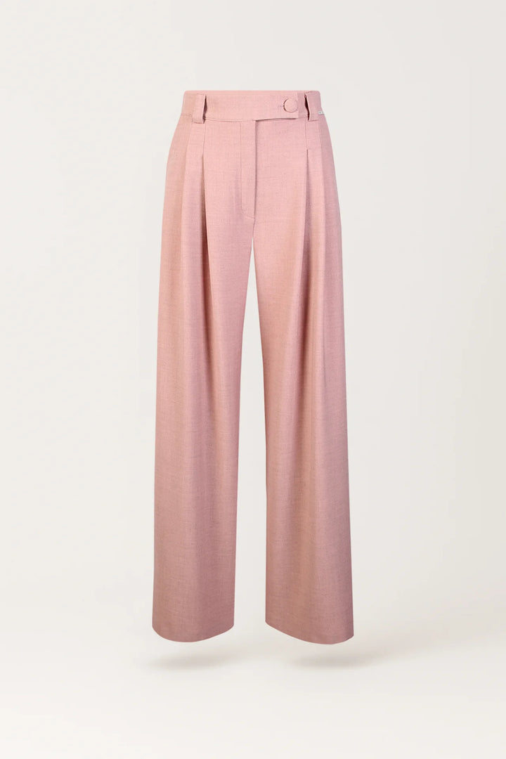 CALÇA CINTURA SUBIDA PINÇAS ROSA SAHOCO