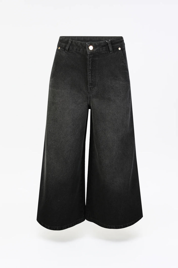 JEANS CULOTTE CINZA CINTURA SUBIDA SAHOCO