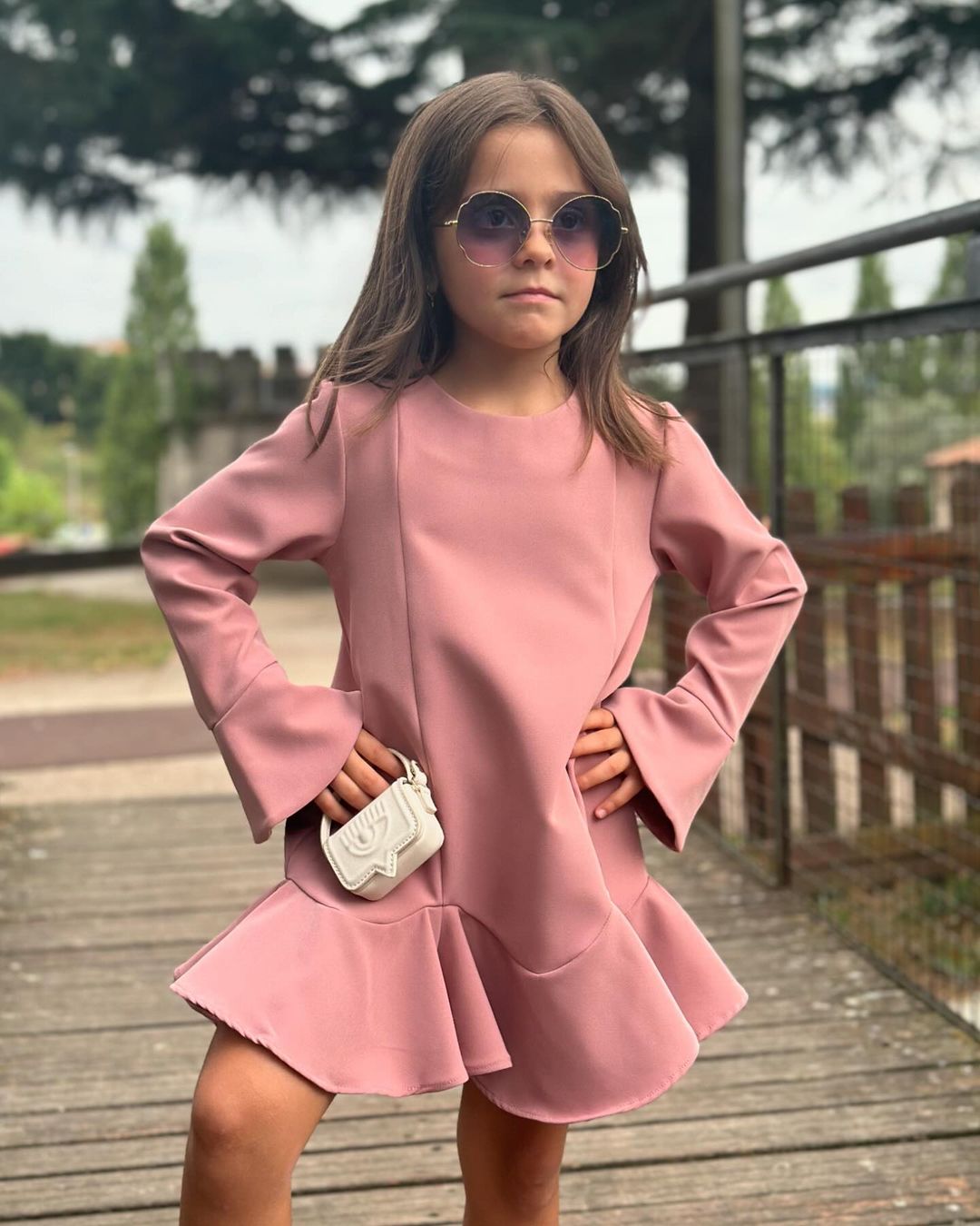 VESTIDO ROSA COM FOLHO MISS YOU KIDS